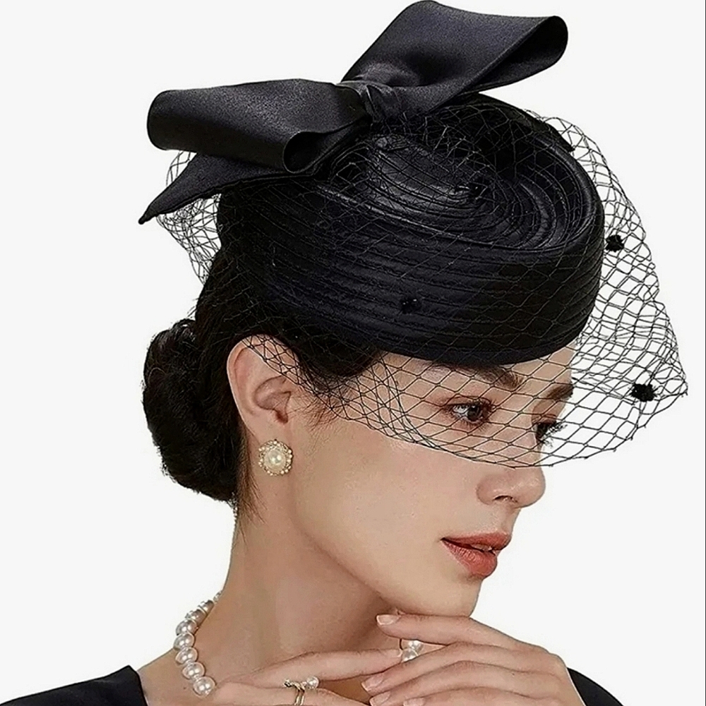 Black Lace Pillbox Veil Funeral Memorial Church Kentucky Derby Best Sell…